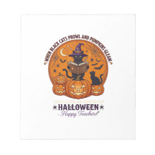 Bloc-note Halloween Joyeux Professeur Chat Noir Sorcière Cha