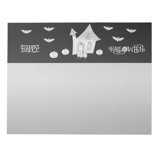 Bloc-note Halloween la nuit avec Haunted House, chauves-sour (Devant)