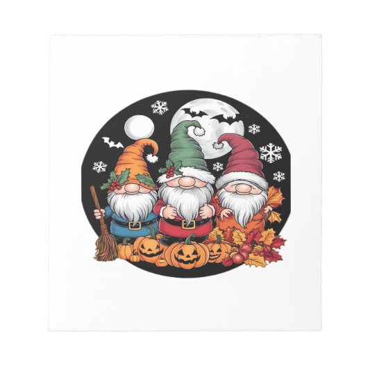 Bloc-note Halloween Noël Action de grâce Gnomes T- classique (Devant)