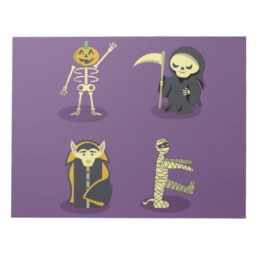 Bloc-note Halloween Squelette Dracula Mummy Griffe Reaper (Devant)