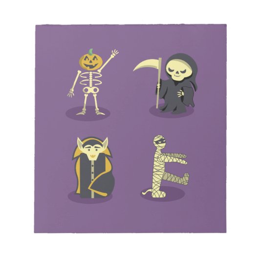 Bloc-note Halloween Squelette Dracula Mummy Griffe Reaper (Devant)