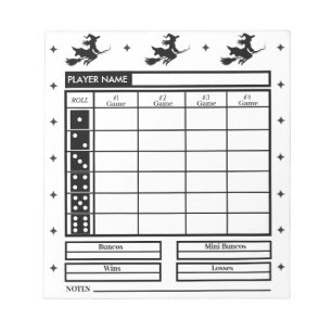 Bloc-note Halloween Thème Bunco Score Pad Sorcier