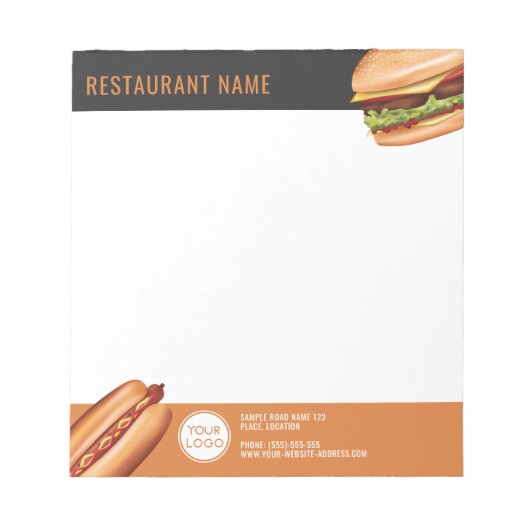 Bloc-note Hamburger Et Chien Chaud Restauration Rapide Perso (Devant)