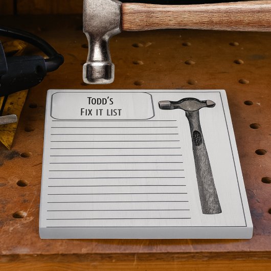 Bloc-note Hammer It Out Fixer It Chore List Monogramme