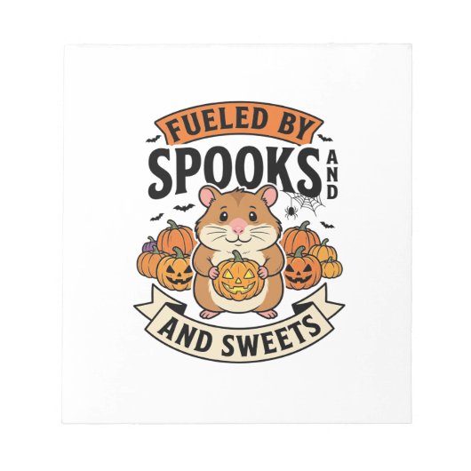 Bloc-note Hamster d'Halloween alimenté par les fantômes Drôl (Devant)