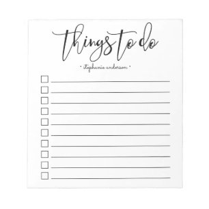 Bloc-note Hand-Lettered Things to Do Personalized