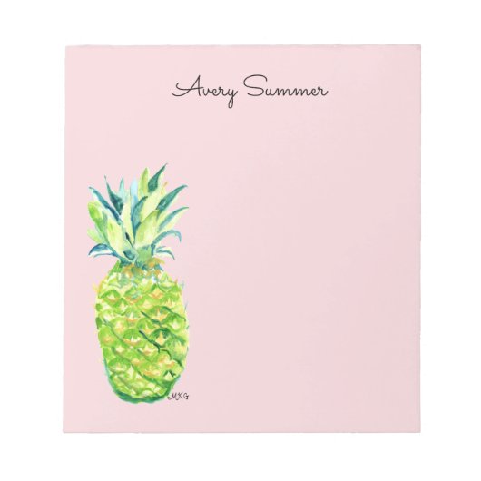 Bloc-note Hand-Painted Pineapple Pink Grocery List       (Devant)