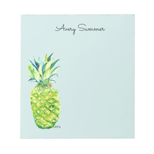 Bloc-note Hand-Painted Pineapple Sea Foam Grocery List       (Devant)