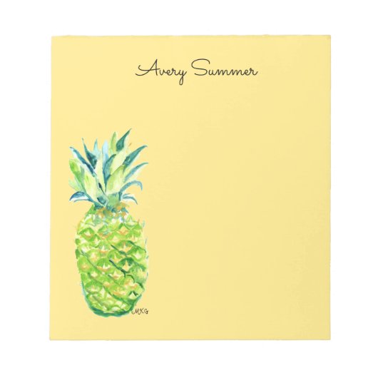 Bloc-note Hand-Painted Pineapple Yellow Grocery List       (Devant)