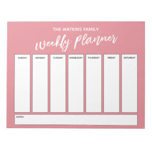 Bloc-note Handwriting Simple Weekly Planner Strawberry Ice