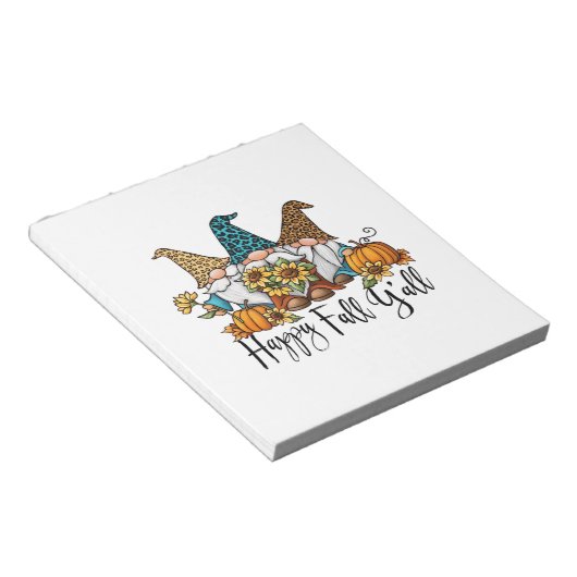 Bloc-note Happy Fall Y'all Leopard Gnome (Incliné)