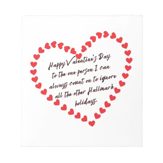Bloc-note Happy Funny Valentines Day cadeau citations sarcas (Devant)