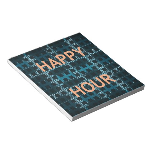 Bloc-note Happy Hour Texte bleu Vector Art Imprimer (Incliné)