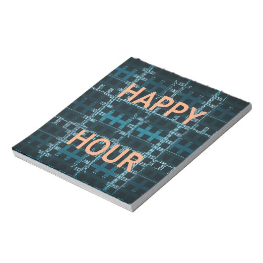 Bloc-note Happy Hour Texte bleu Vector Art Imprimer (Tourné)