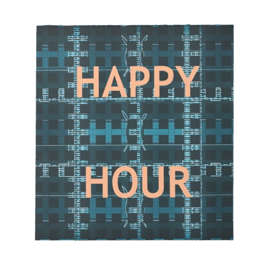Bloc-note Happy Hour Texte bleu Vector Art Imprimer (Devant)
