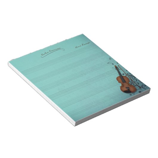 Bloc-note Haute Bohème Violon Turquoise Parties & Exercices (Incliné)