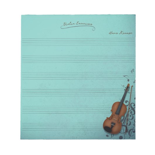 Bloc-note Haute Bohème Violon Turquoise Parties & Exercices (Devant)