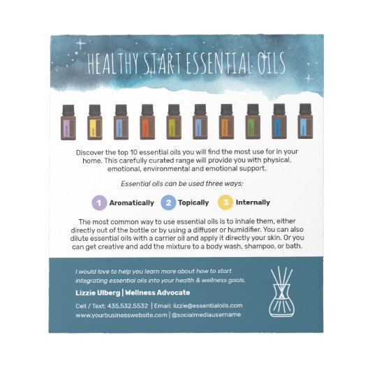 Bloc-note Healthy Start Top Essential Oils Business Handout (Devant)