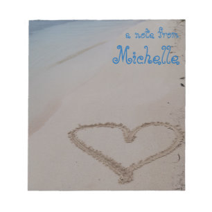 Bloc-note Heart in Sand Beach Personnalisé