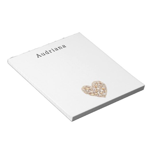 Bloc-note Heart Shape Sea Shells Ocean Beach Personalized  (Incliné)
