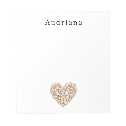 Bloc-note Heart Shape Sea Shells Ocean Beach Personalized  (Devant)