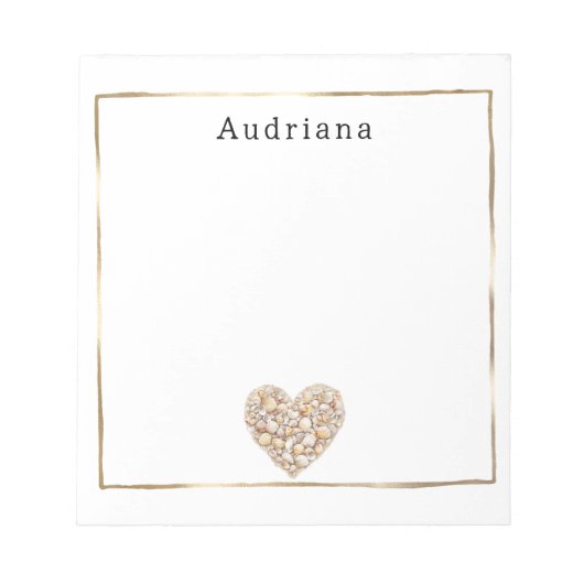 Bloc-note Heart Shape Sea Shells Ocean Beach Personalized  (Devant)