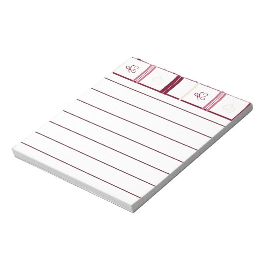 Bloc-note Hearts Lined Notepad – Whimsical Burgundy Design (Tourné)