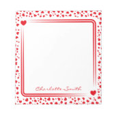 Bloc-note Hearts Pattern Custom Name Valentine Gift (Devant)
