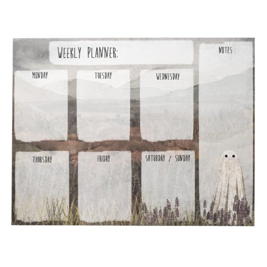 Bloc-note Heather Ghost Planificateur hebdomadaire (Devant)