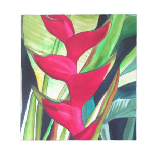 Bloc-note Heliconia Lobster Claw fleur d'aquarelle tropicale