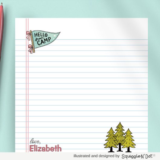 Bloc-note Hello From Camp, Kids Summer Camp Stationery