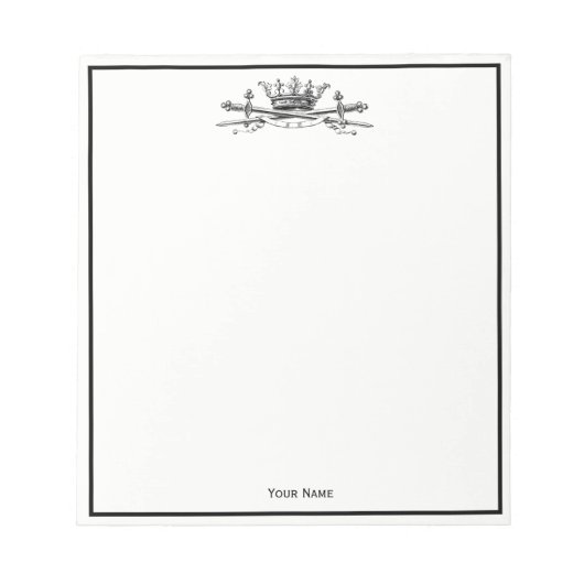 Bloc-note Héraldique Couronne Croisée Épées Sabres Emblem Cr (Devant)