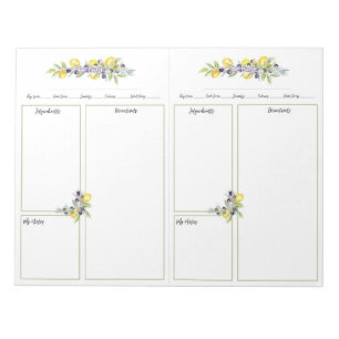 Bloc-note Herbes Citrons Mini Classeur Pas de lignes Recette