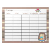 Bloc-note Hérisson de l'école d'accueil lecture modèle du jo (Devant)