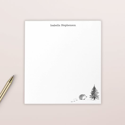 Bloc-note Hérisson d'hiver mignon dessin à la main personnal