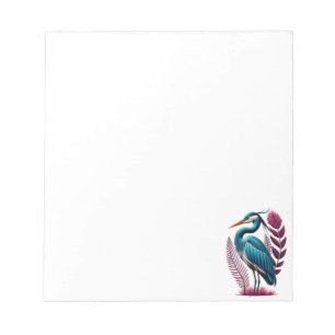 Bloc-note Héron bleu avec quelques plumes roses Serene Wildl