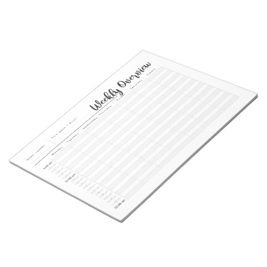 Bloc-note Heure par heure présentation hebdomadaire du bloc- (Incliné)