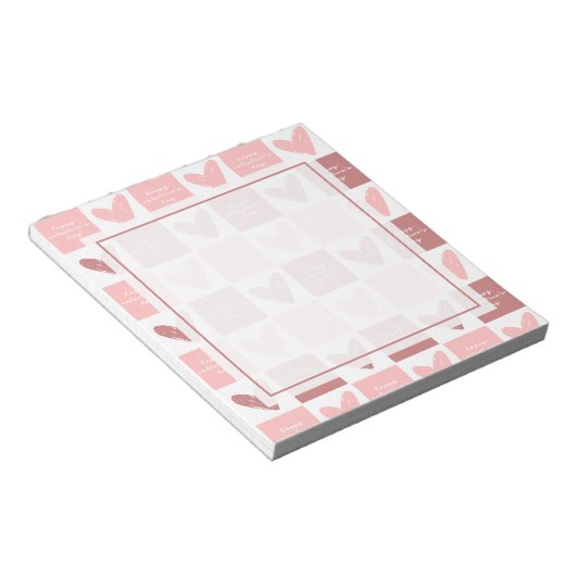 Bloc-note Heureuse Sainte-Valentin mignon Coeurs roses Motif (Incliné)