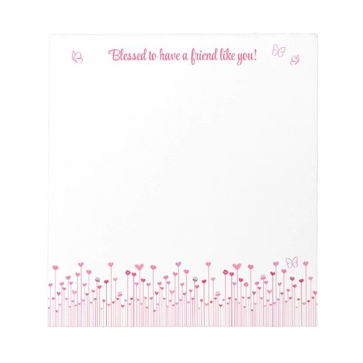 Bloc-note Heureux de vous avoir rose Valentine (Devant)