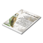 Bloc-note Hibou - Poème Oncle (Tourné)