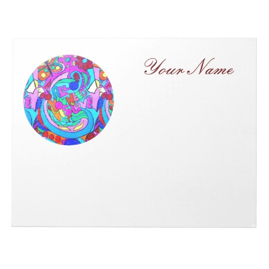 Bloc-note hippie personnalisé amour super (Devant)