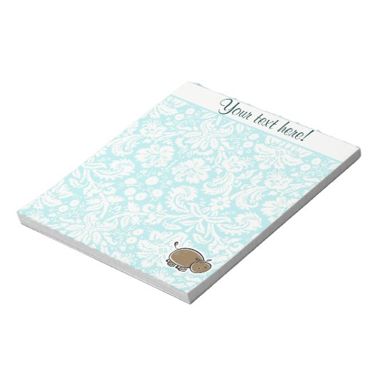 Bloc-note Hippo mignon ; Turquoise (Tourné)
