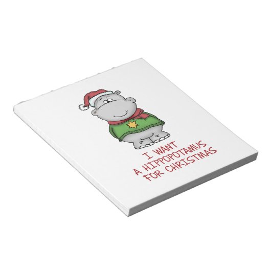 Bloc-note Hippopotame pour Noël - Joli Hippo Design (Incliné)