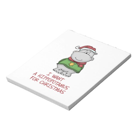Bloc-note Hippopotame pour Noël - Joli Hippo Design (Tourné)