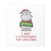Bloc-note Hippopotame pour Noël - Joli Hippo Design (Devant)
