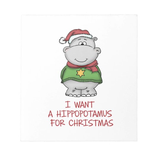 Bloc-note Hippopotame pour Noël - Joli Hippo Design (Devant)