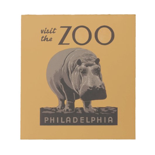 Bloc-note Hippopotame vintage hippo zoo poster wpa (Devant)