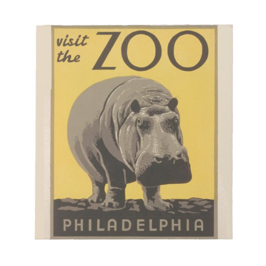 Bloc-note Hippopotame vintage hippo zoo poster wpa (Devant)