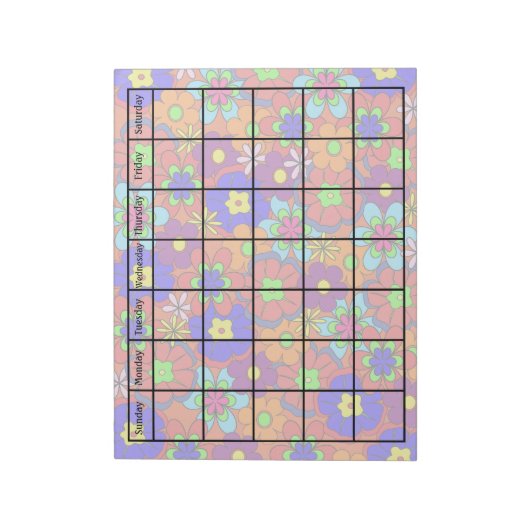 Bloc-note Hippy Retro Mod Flower Blank Calendrier (Tourné)