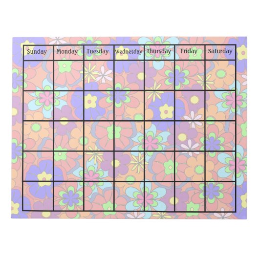 Bloc-note Hippy Retro Mod Flower Blank Calendrier (Devant)